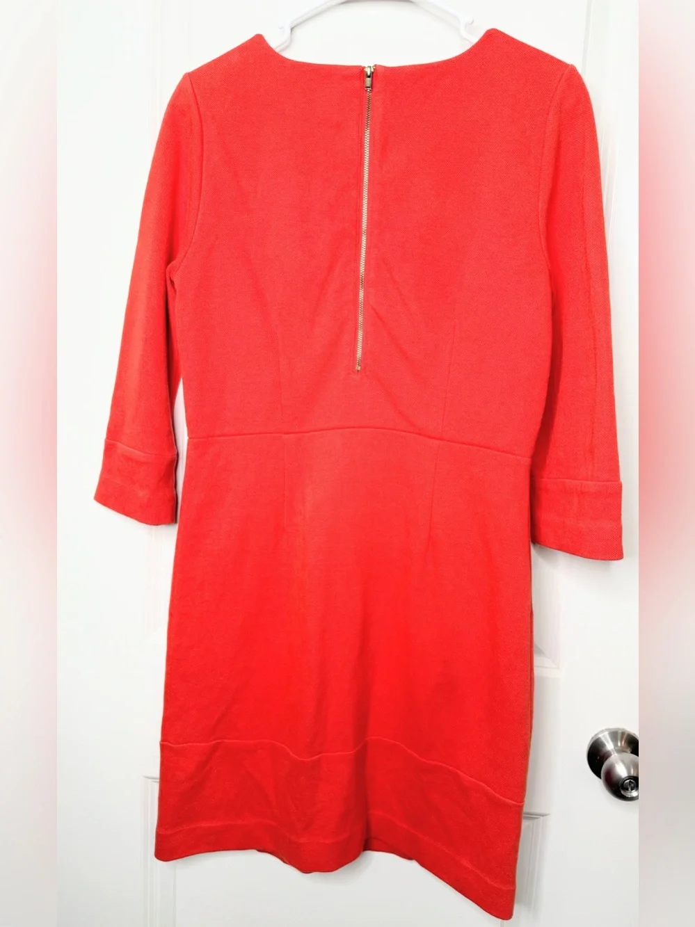 Banana Republic Size 6 Coral Orange Sheath Dress 3/4 Sleeve Career Work Ponte